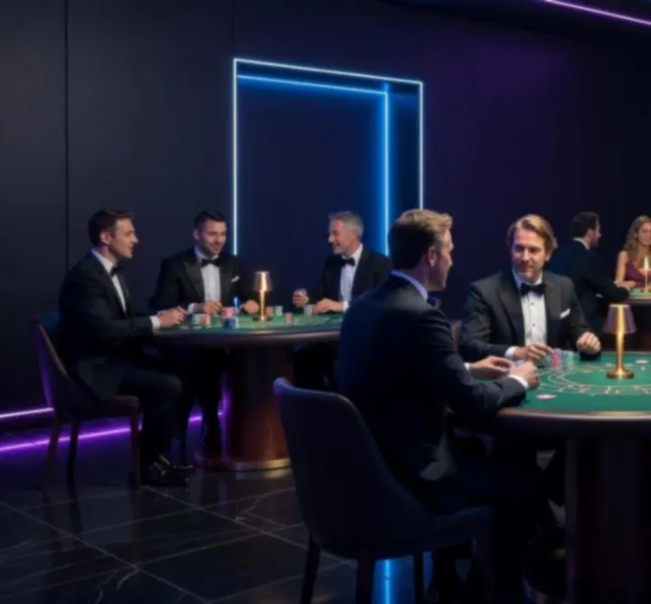 Stílusos társasági kaszinóest neon fényekkel és pókerasztallal